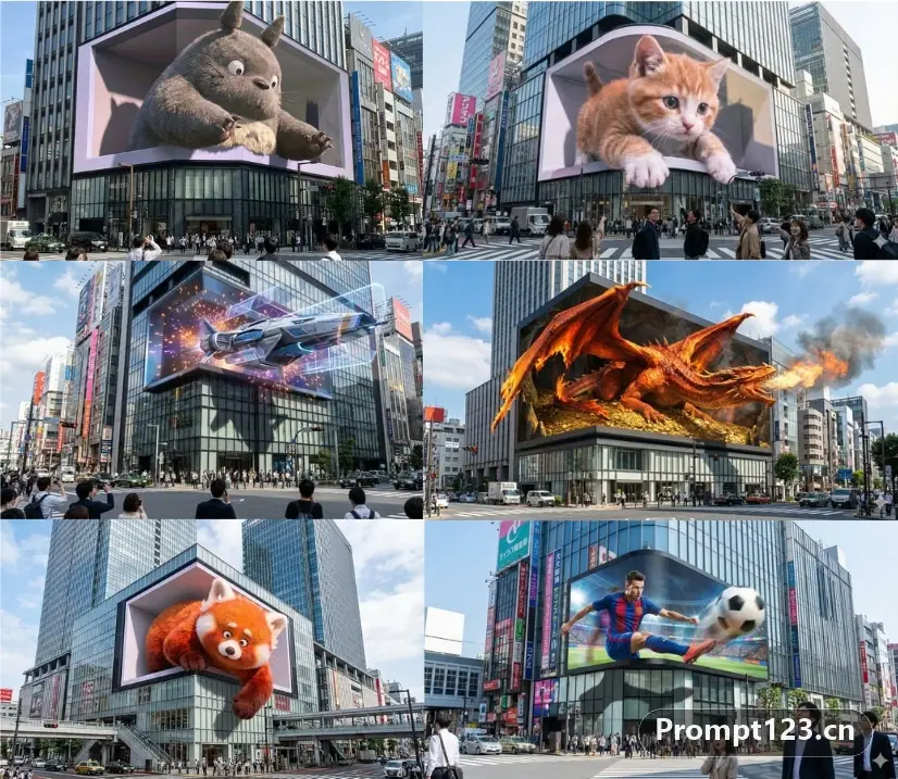 城市路口巨型小熊猫裸眼 3D LED 屏