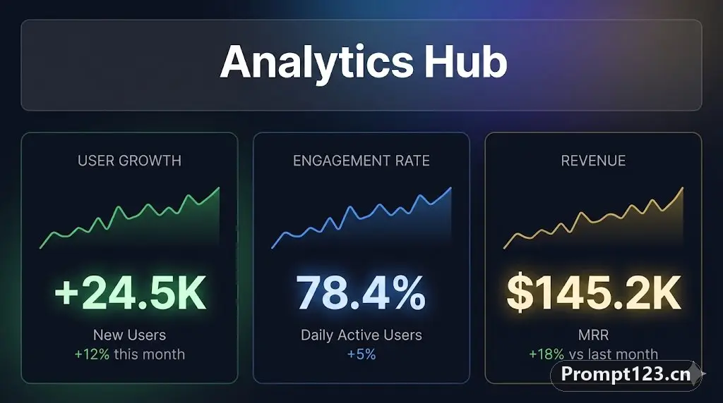 深色模式 SaaS 分析仪表盘样机