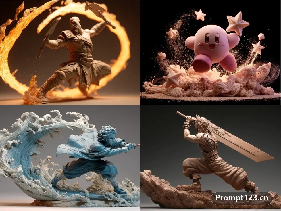 动态姿态 3D 黏土雕塑模型