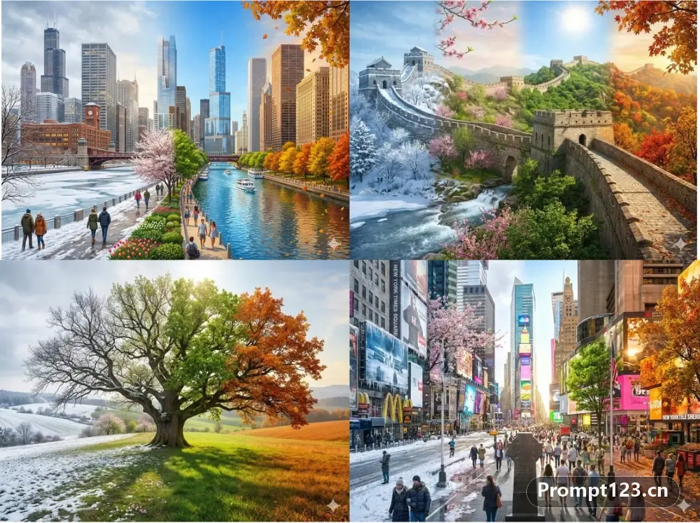 上海外滩与陆家嘴四季循环全景