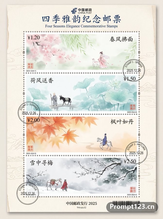 中国水墨画风格邮票