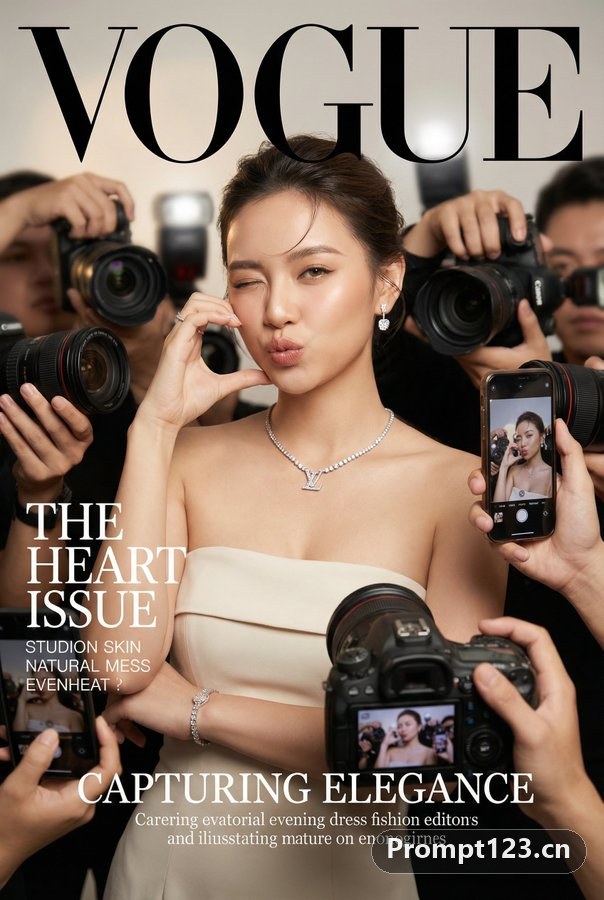 逼真的 Vogue 杂志封面风格的时尚肖像