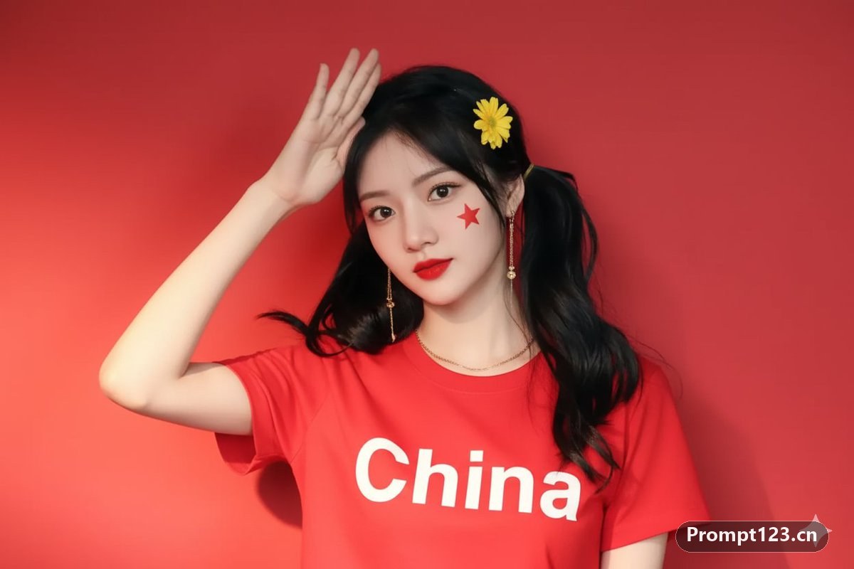 中国红自拍照片
