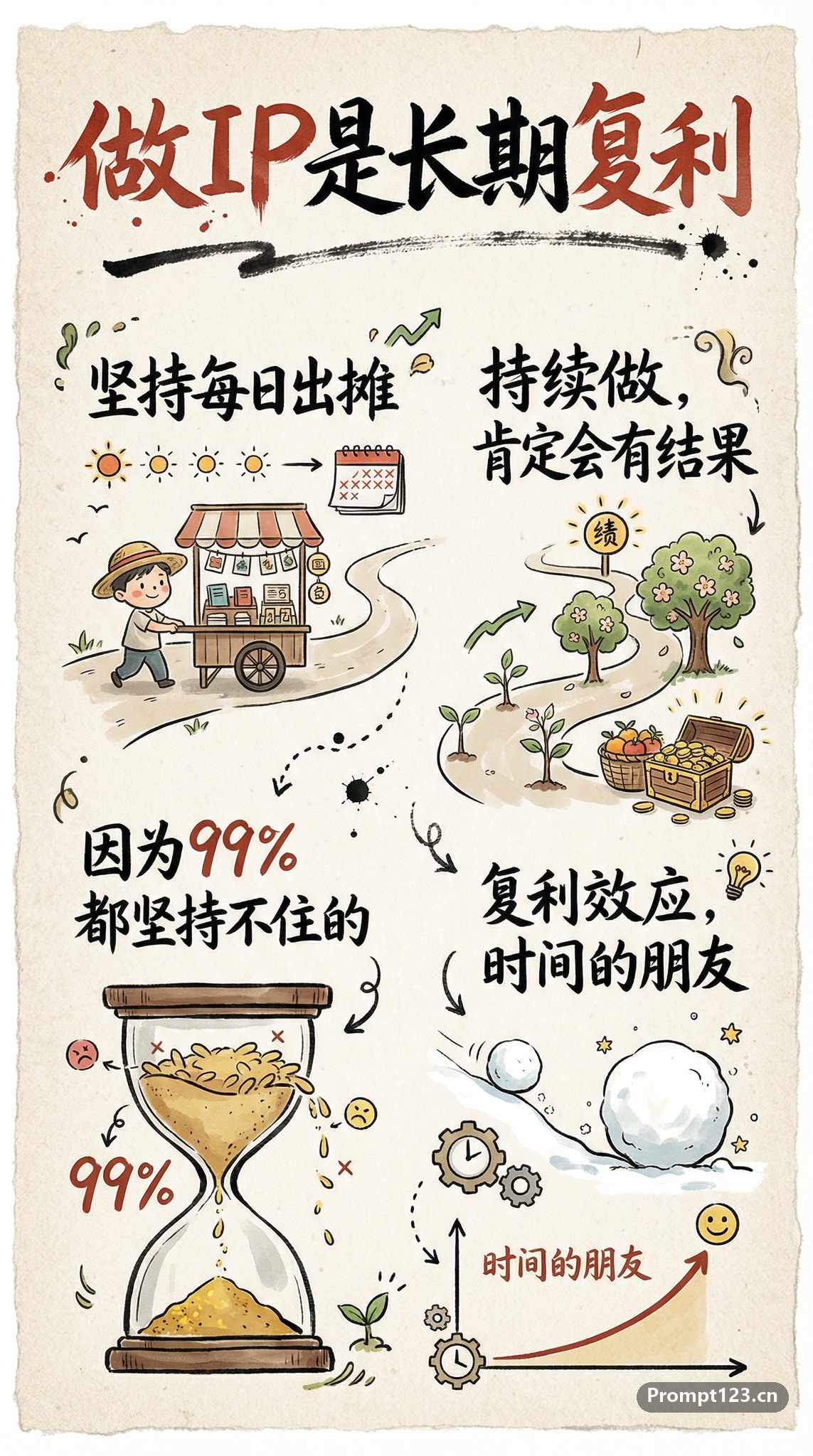手绘风格的信息图卡片
