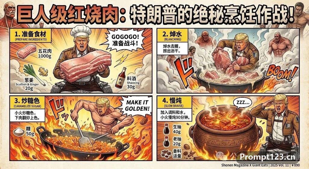 进击的巨人画风菜谱：红烧肉
