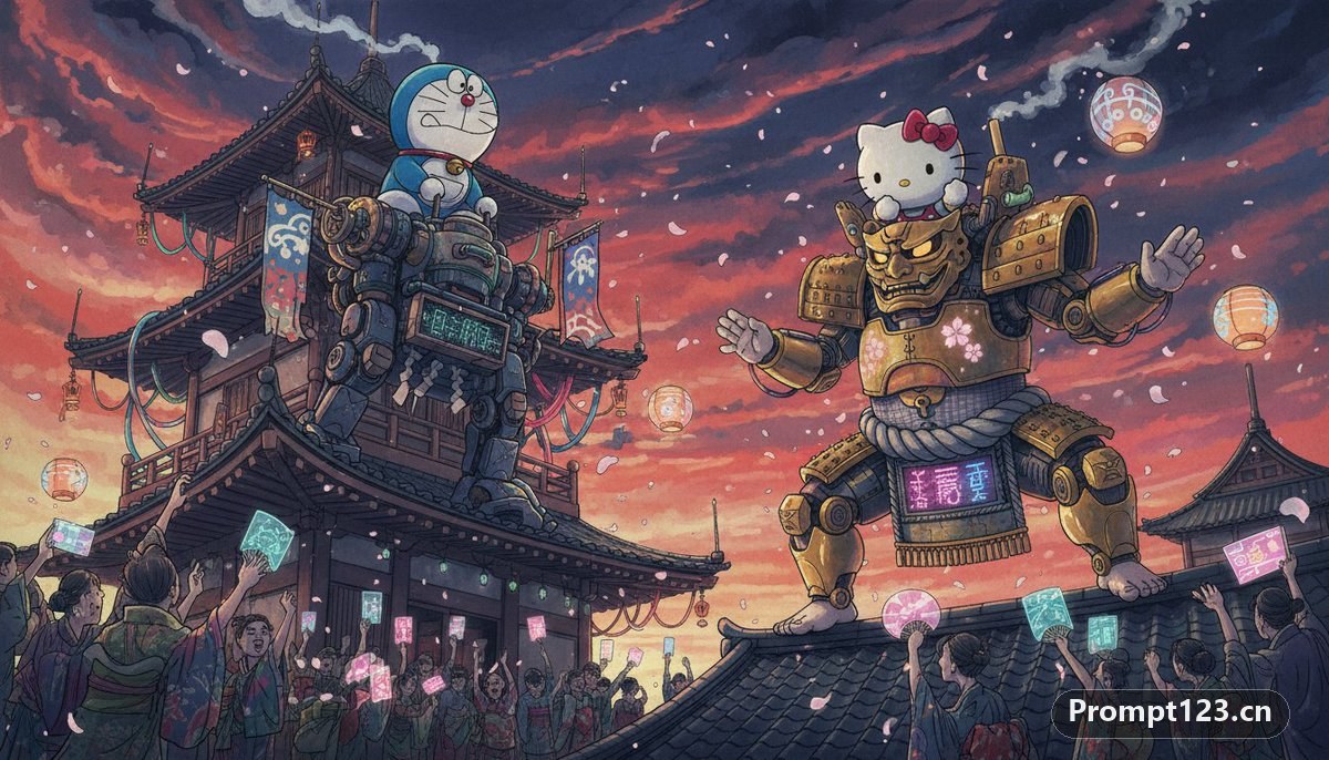 超现实主义日式水墨画