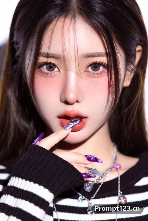 年轻女性的超近特写肖像