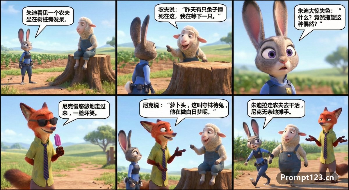 疯狂动物城朱迪和尼克讲小故事-守株待兔