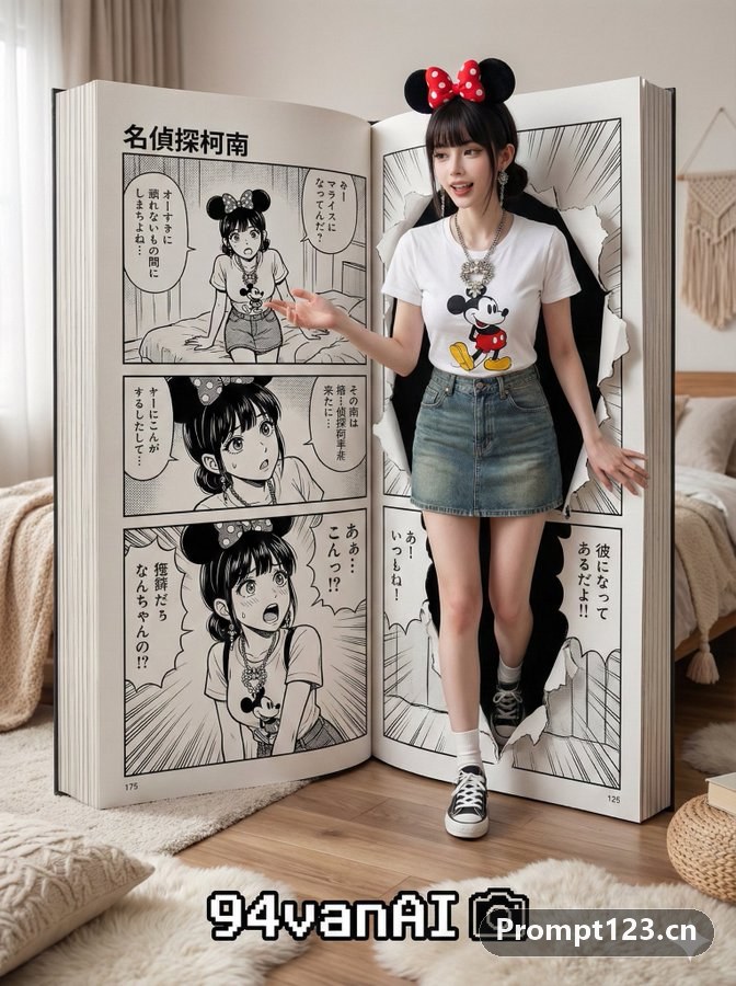 漫画中的人物走出画面