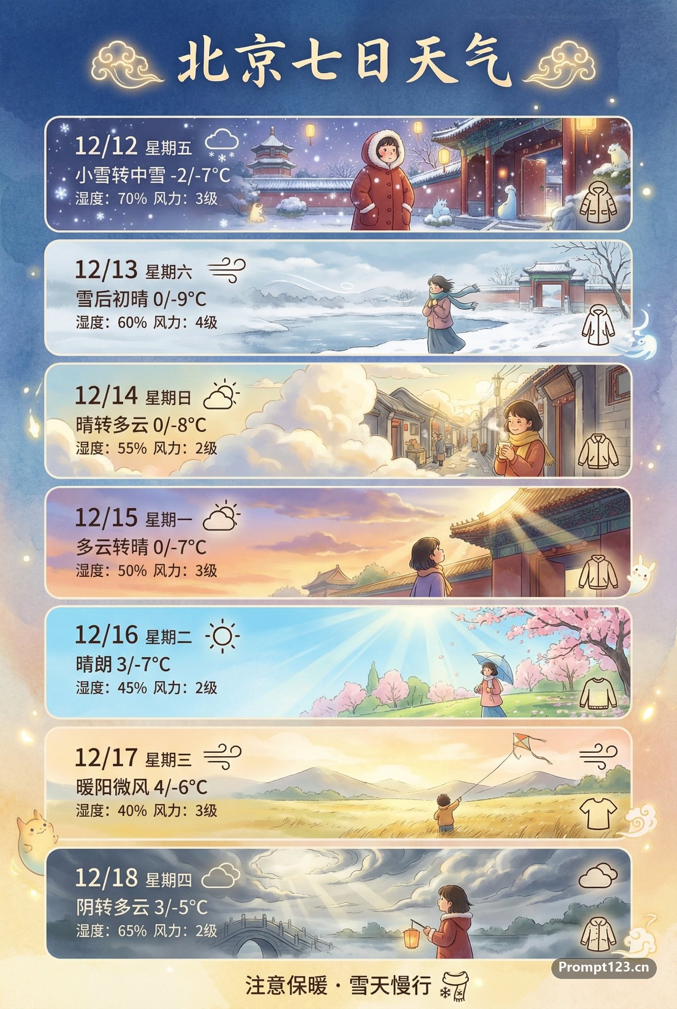 北京7日天气预报-海报