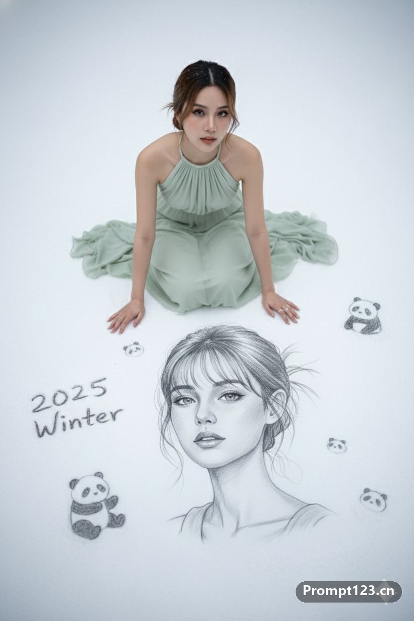 女生铅笔素描画