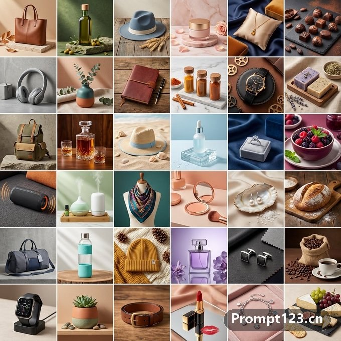 6X6风格和质量各异的产品图
