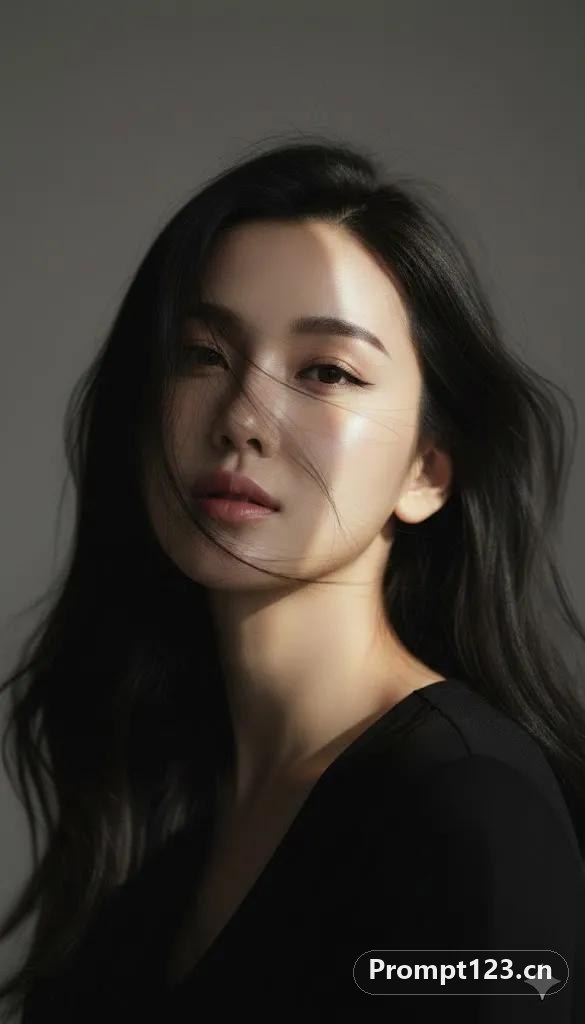 年轻女性的韩式时尚特写肖像