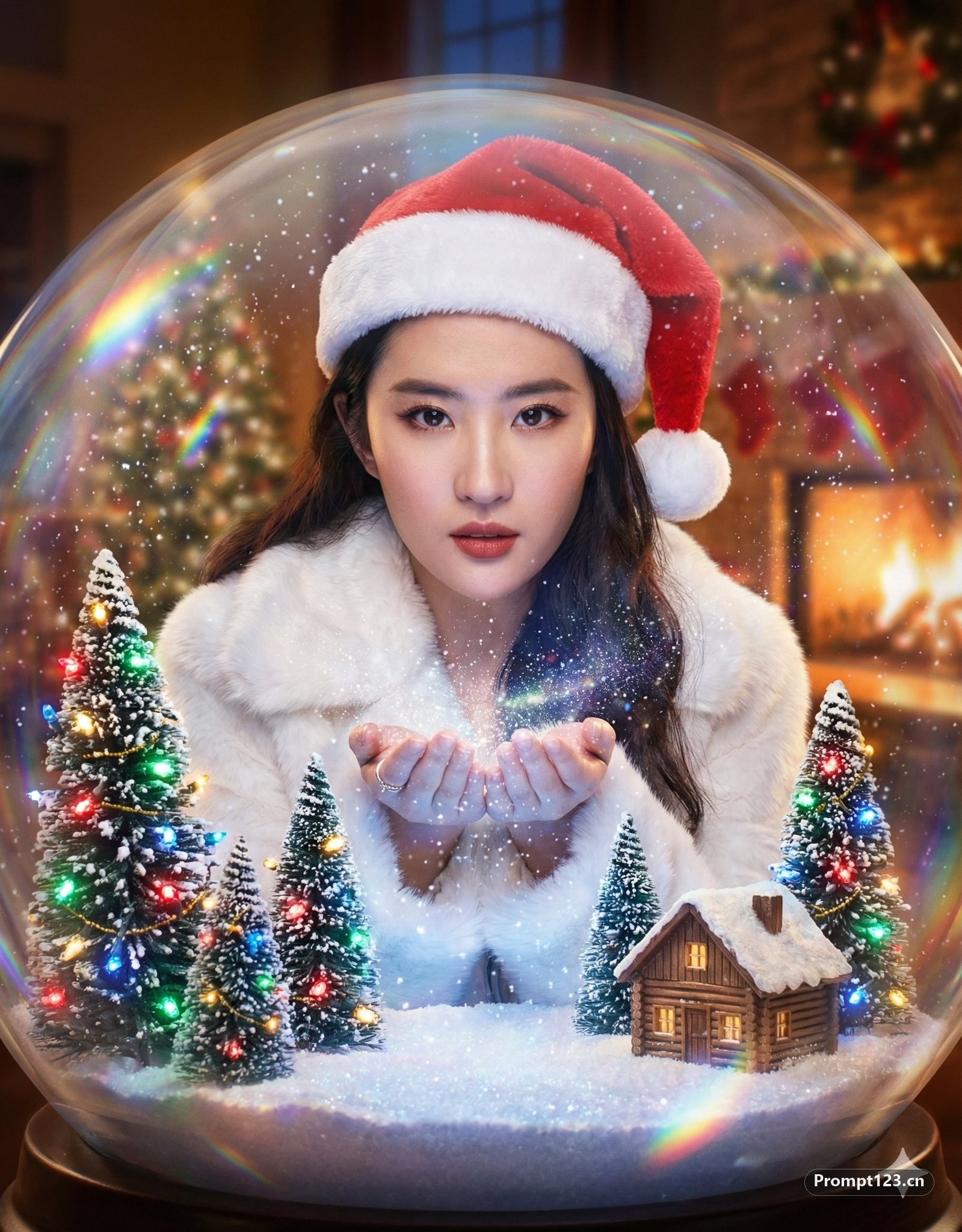 圣诞特辑-人物定格在奇幻巨型玻璃雪球里