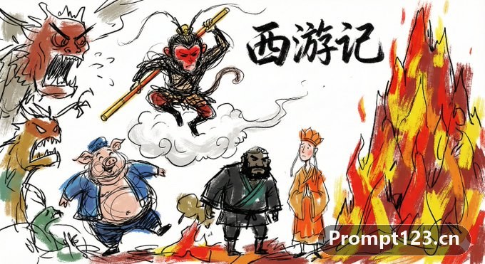 涂鸦线条干刷色块
