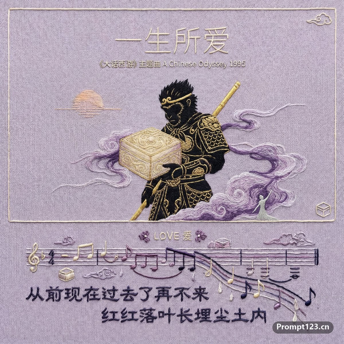 刺绣歌曲海报