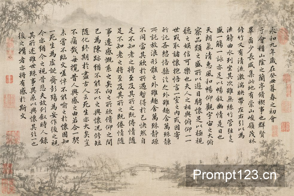 兰亭集序书法帖意境图