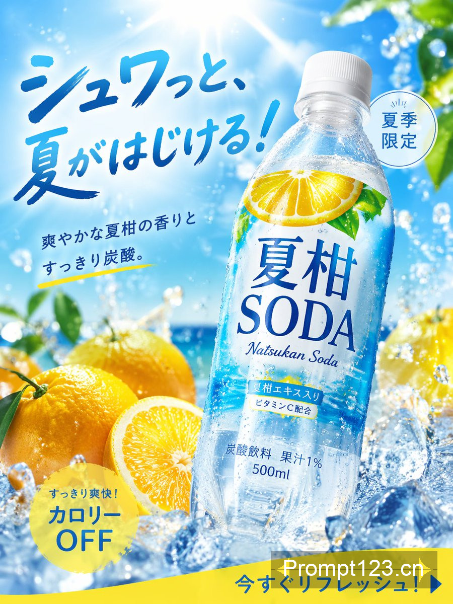 夏日柑橘苏打高转化广告图