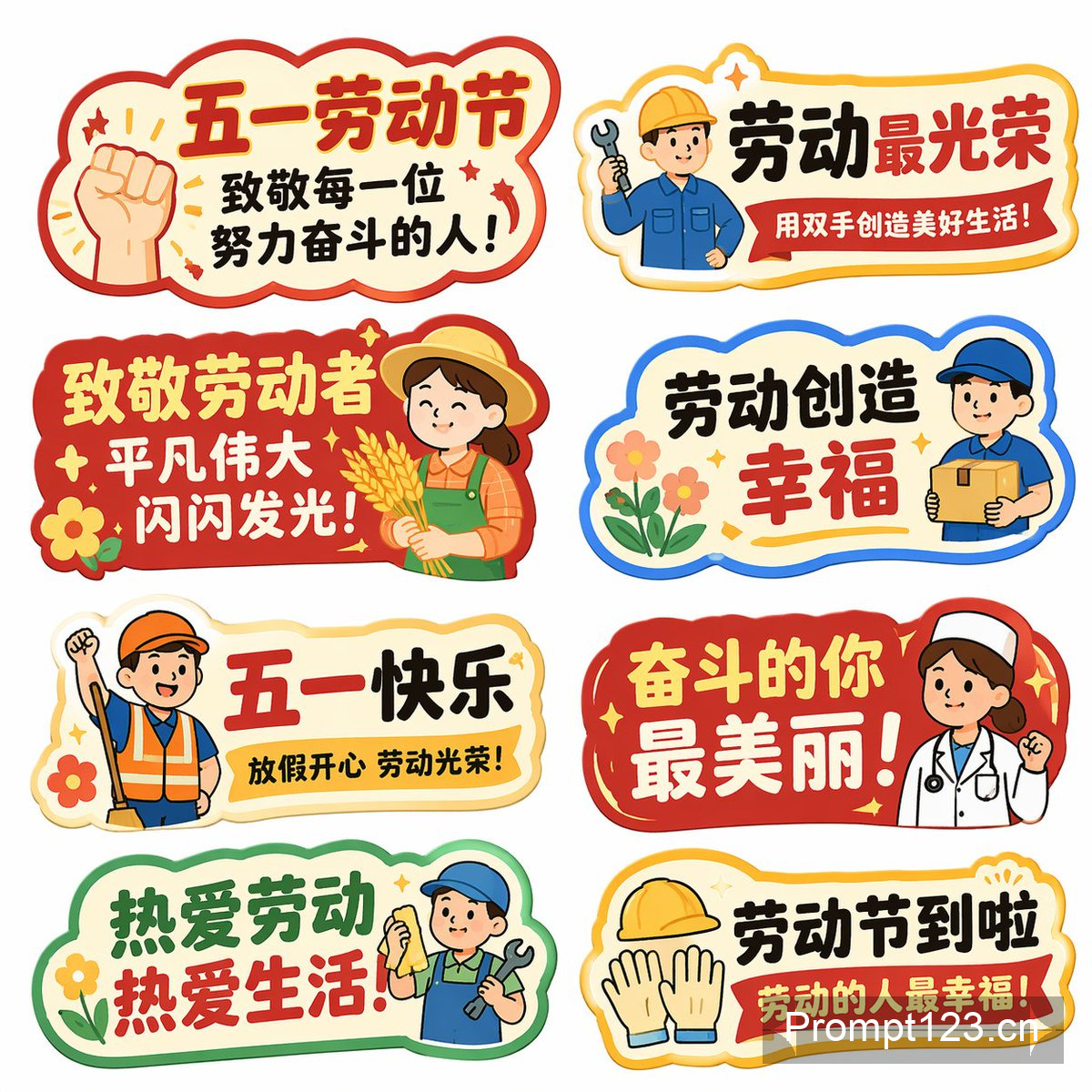 五一劳动节手举牌创意设计集