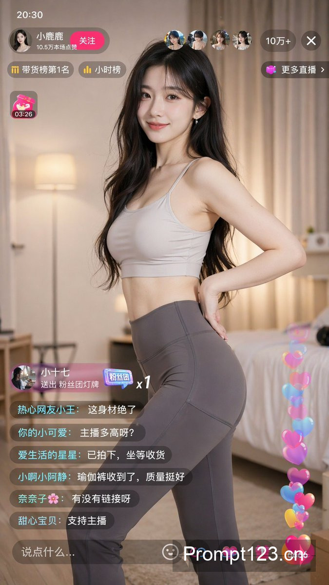 瑜伽裤女主播展示身材曲线