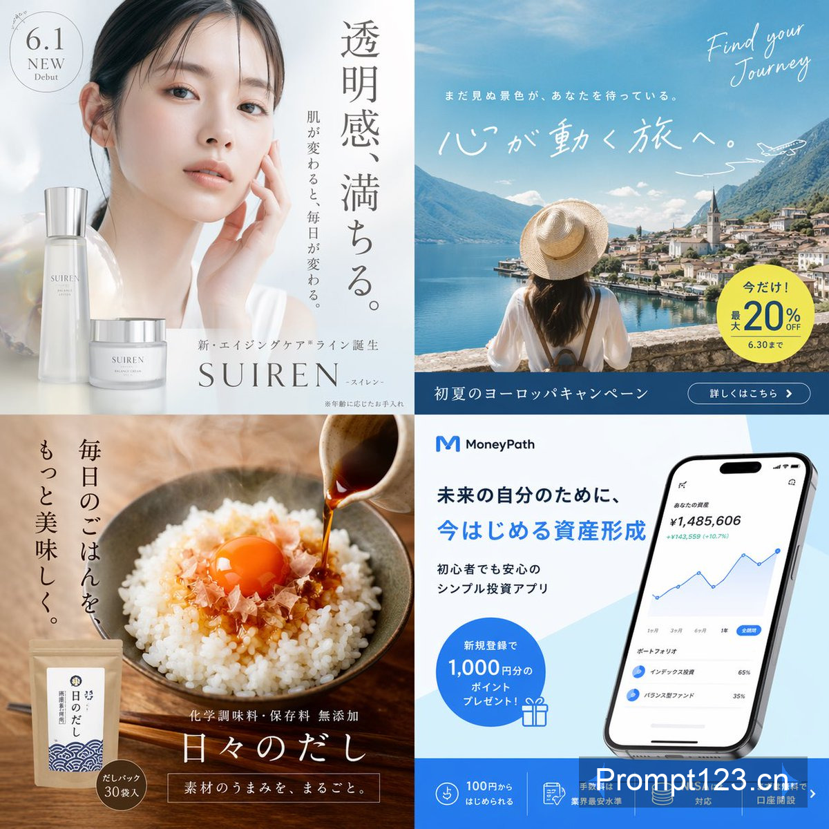 日式潮流广告四联画