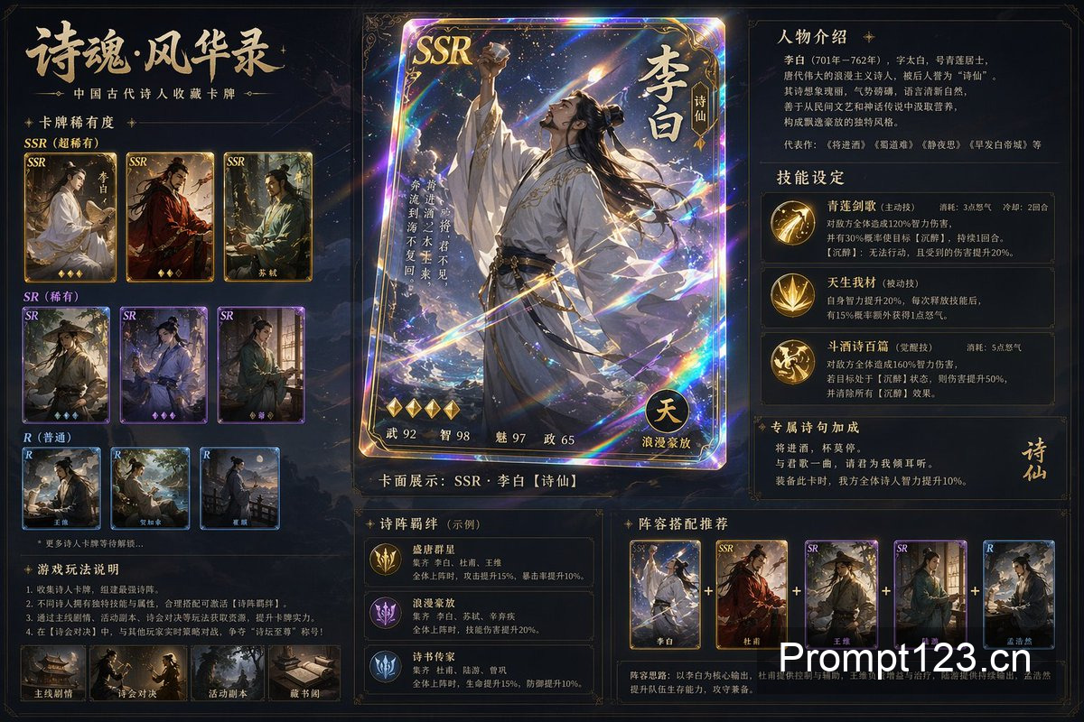 古风诗人镭射典藏卡牌