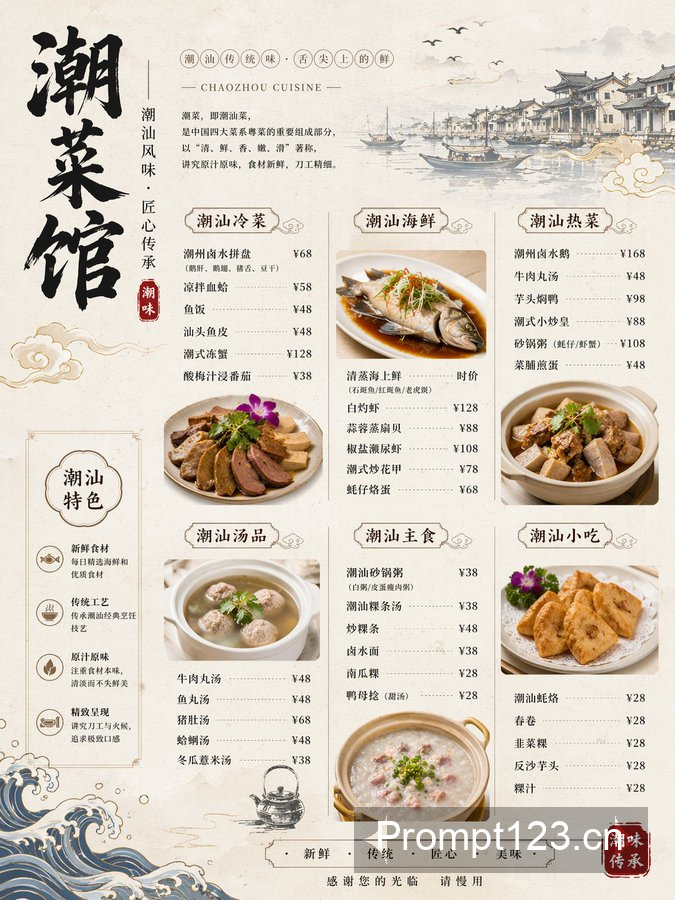 精美潮汕菜馆菜单图