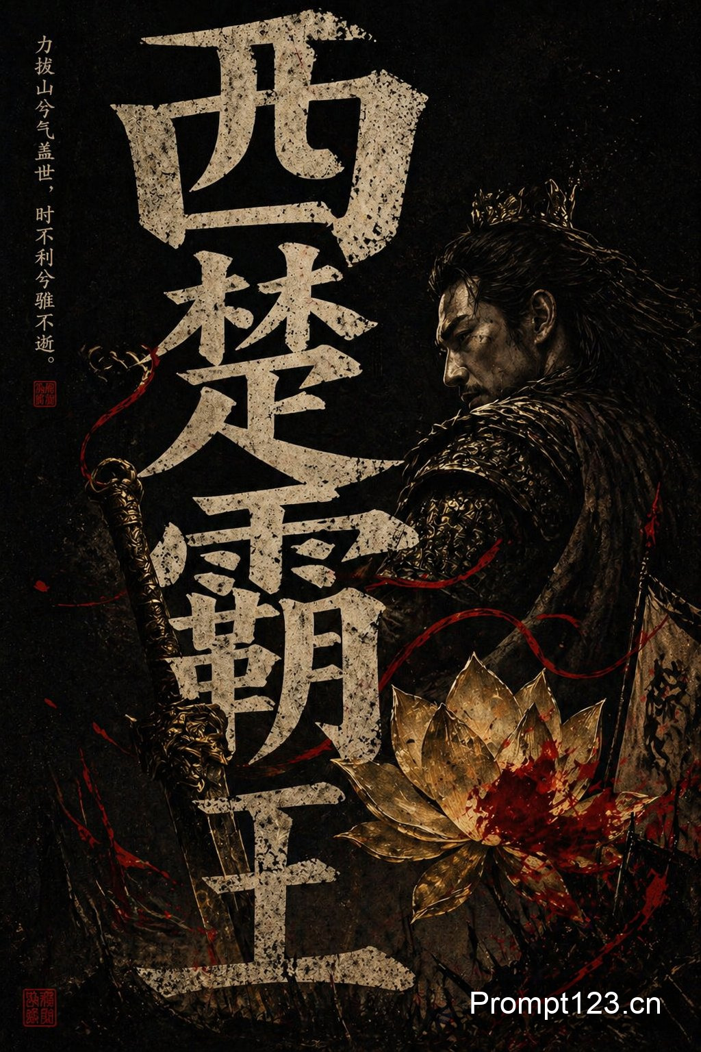 西楚霸王国风暗黑海报