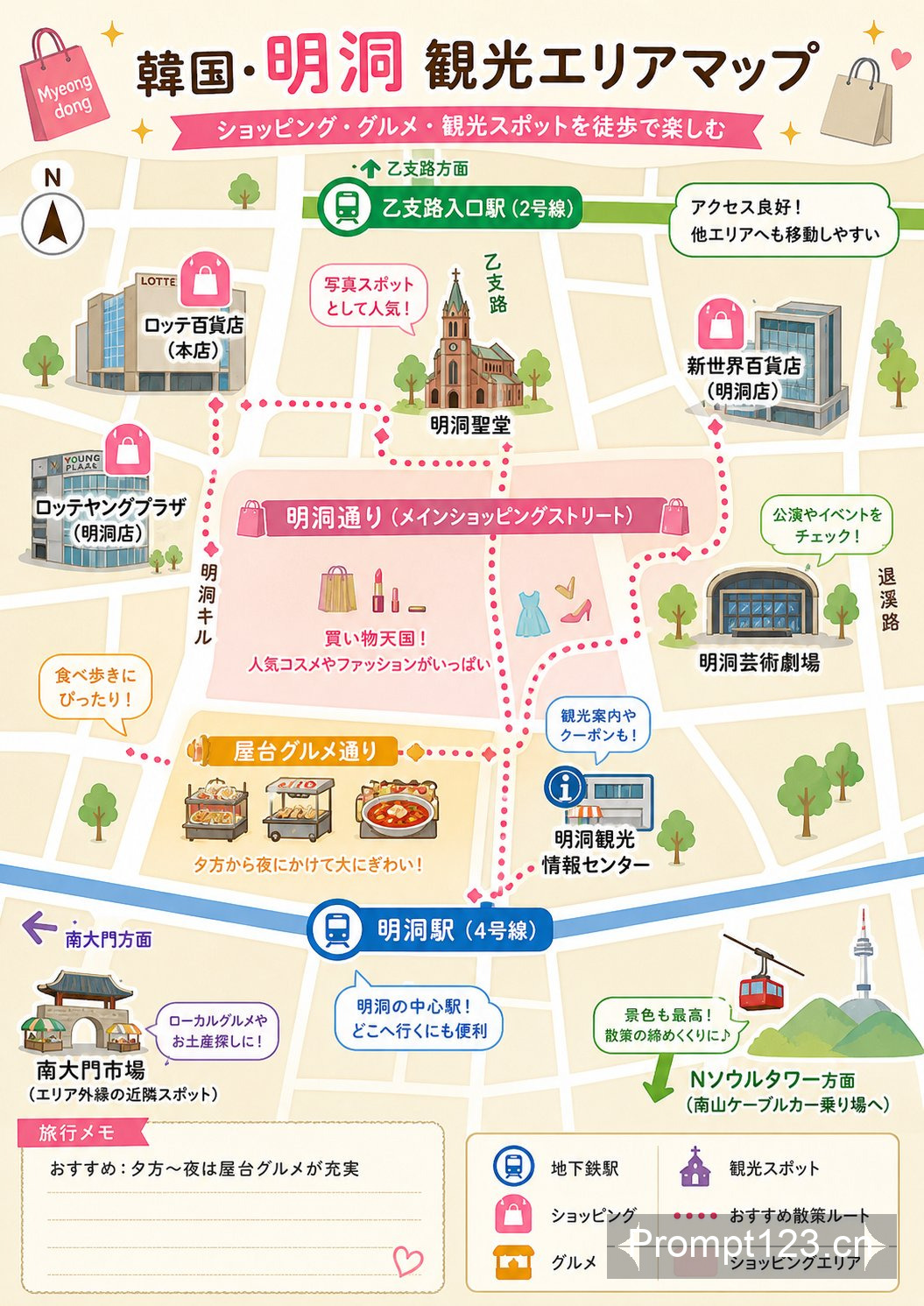 明洞旅游区域地图