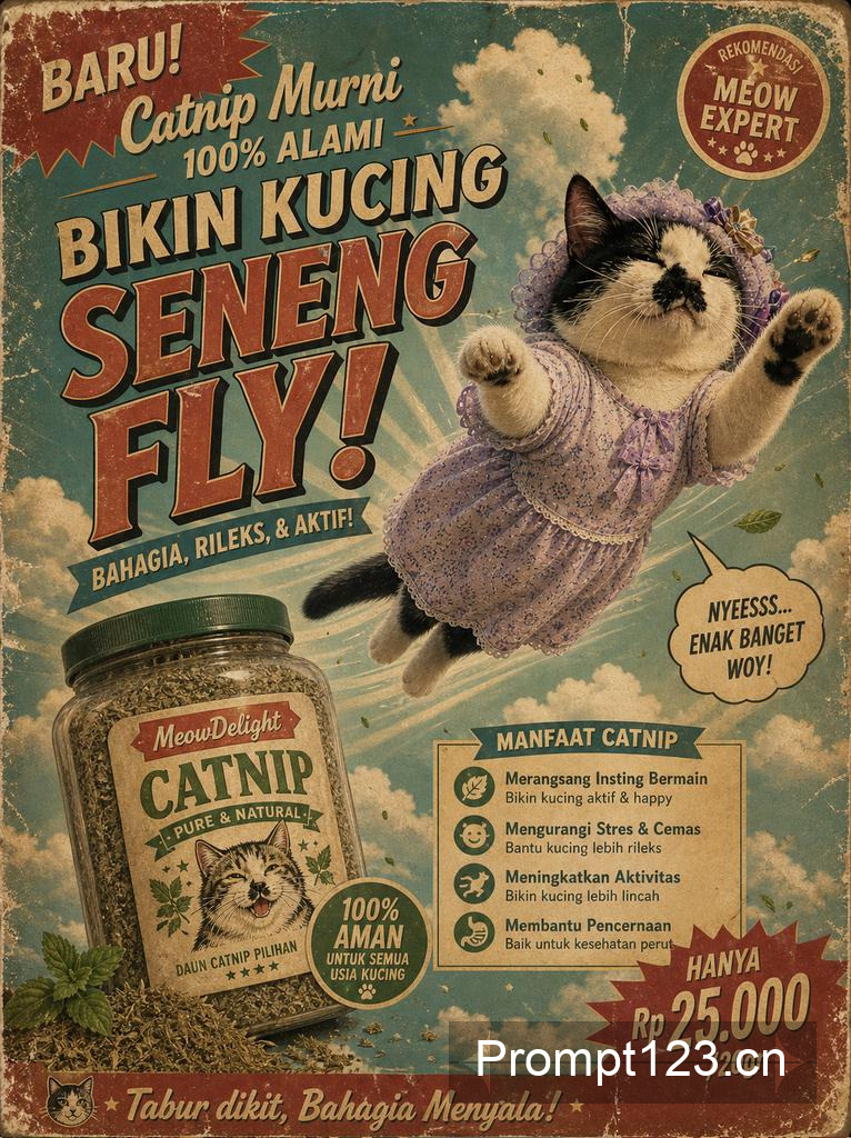 复古印尼猫薄荷广告